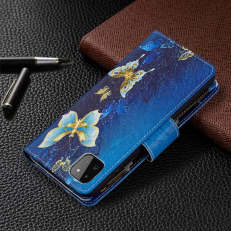 Flip Cover Samsung Galaxy A22 5G Sommerfugle Lynlåslomme