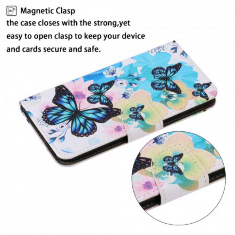 Flip Cover Samsung Galaxy A22 5G Sommerfugle Og Sommerblomster