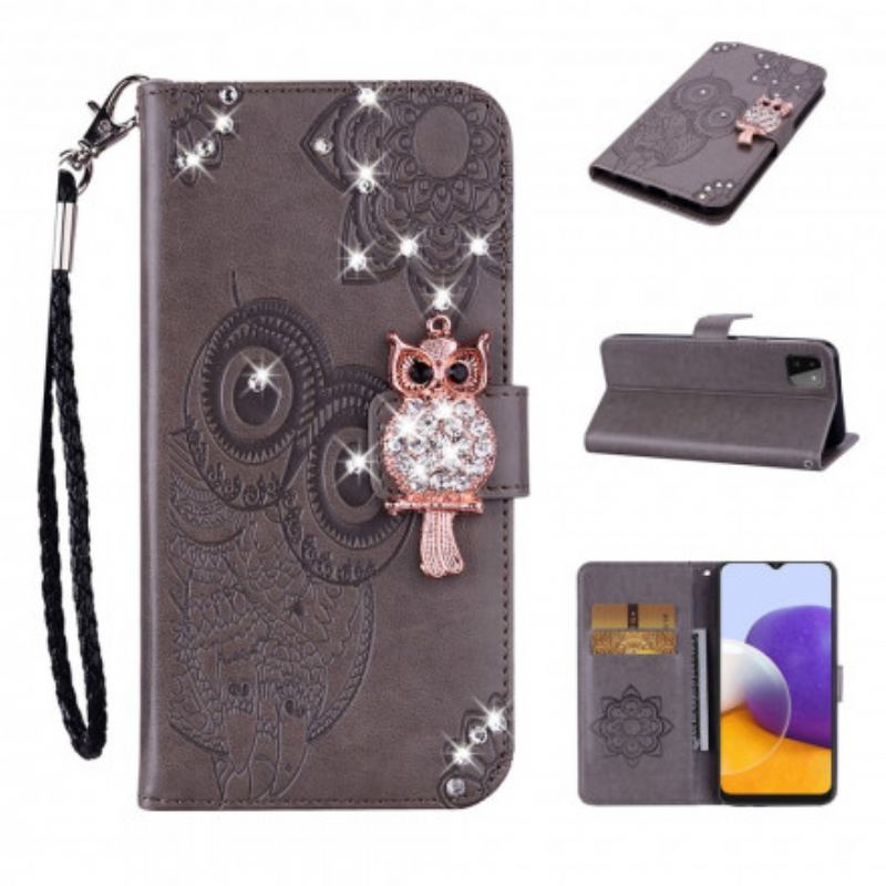 Flip Cover Samsung Galaxy A22 5G Ugle Mandala Og Charm