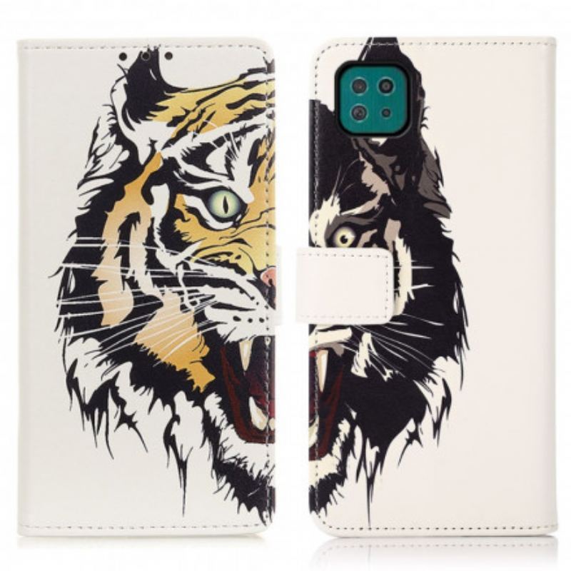 Læder Cover Samsung Galaxy A22 5G Hård Tiger