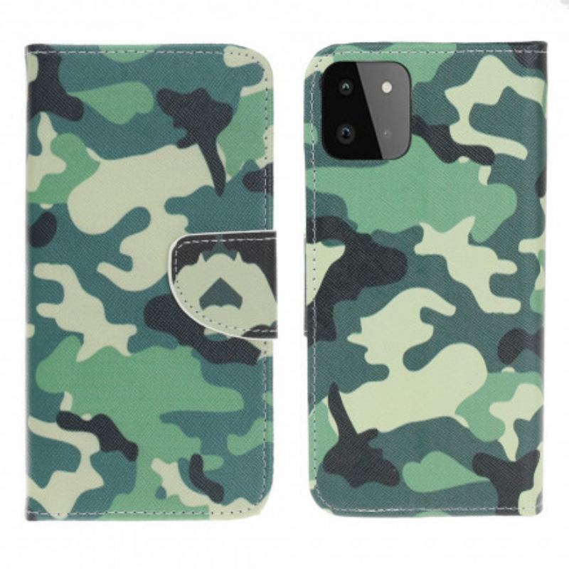 Læder Cover Samsung Galaxy A22 5G Militær Camouflage