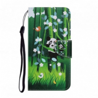 Læder Cover Samsung Galaxy A22 5G Panda Walk