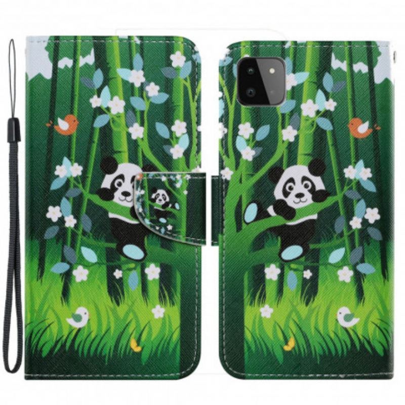 Læder Cover Samsung Galaxy A22 5G Panda Walk