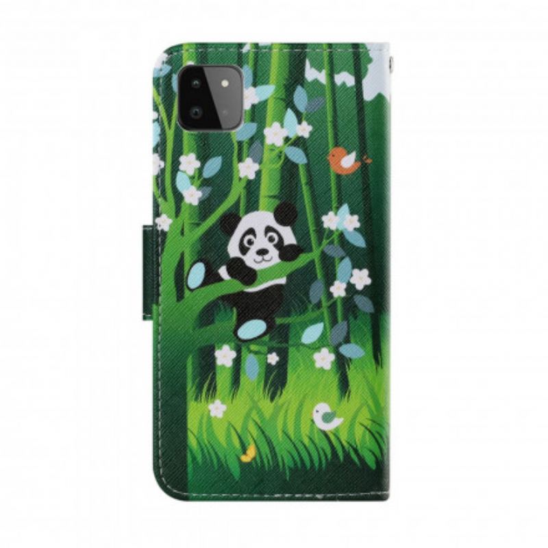 Læder Cover Samsung Galaxy A22 5G Panda Walk