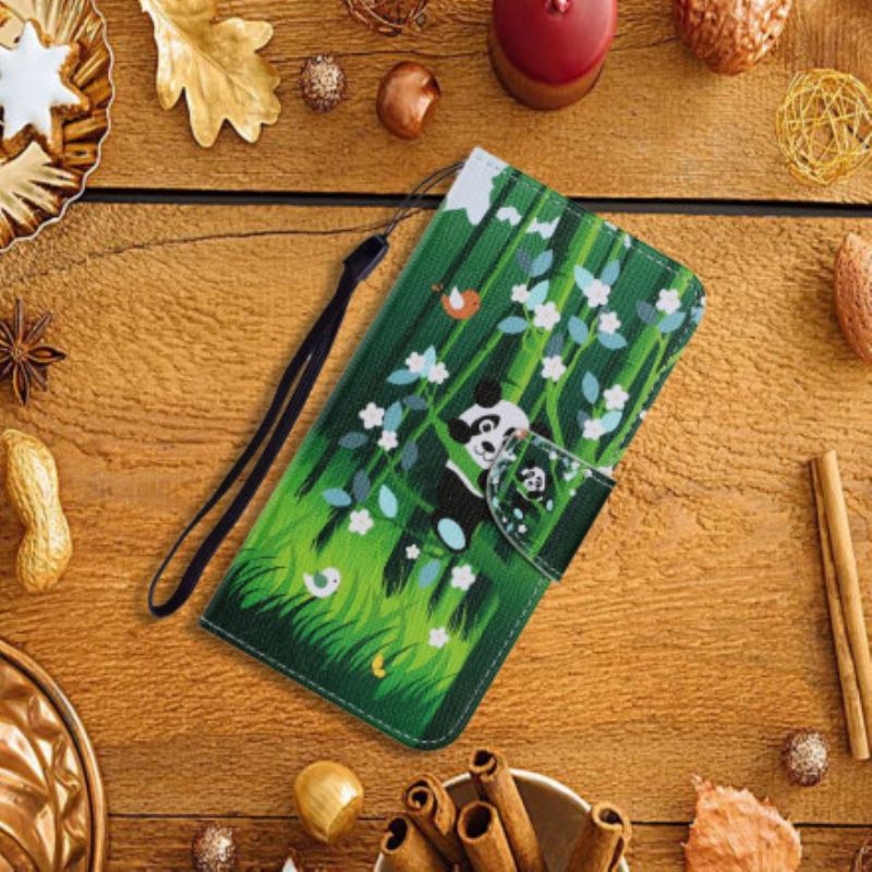 Læder Cover Samsung Galaxy A22 5G Panda Walk