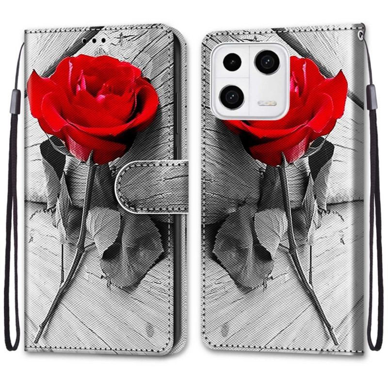 Flip Cover Xiaomi 13 Blomster Med Rem