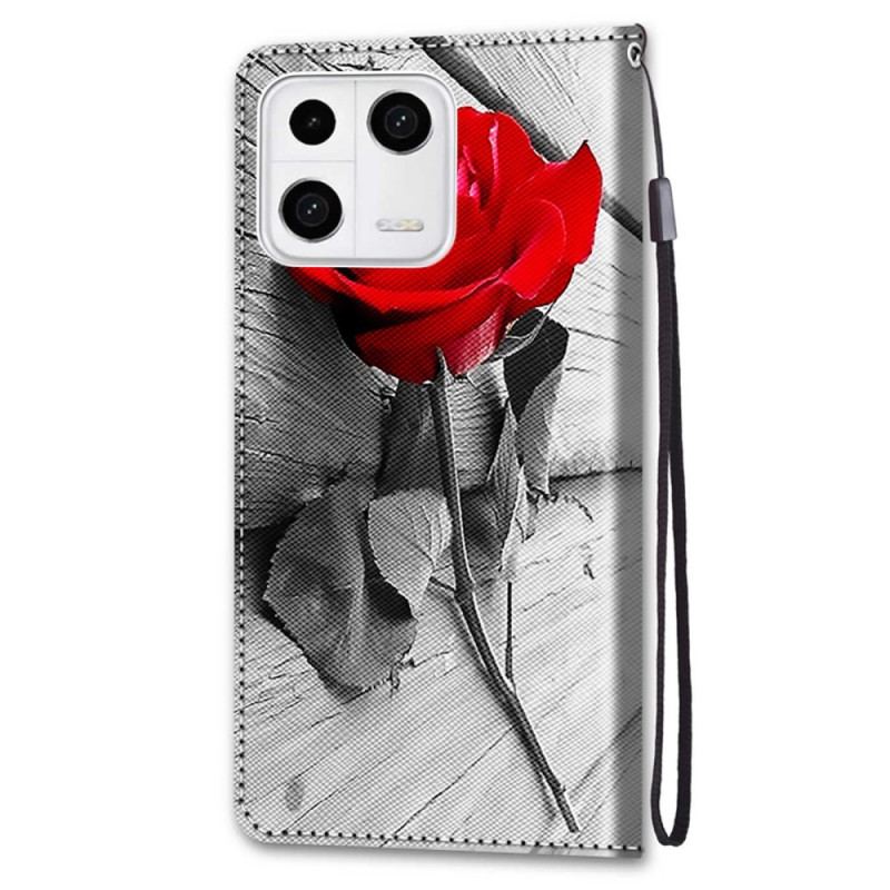 Flip Cover Xiaomi 13 Blomster Med Rem