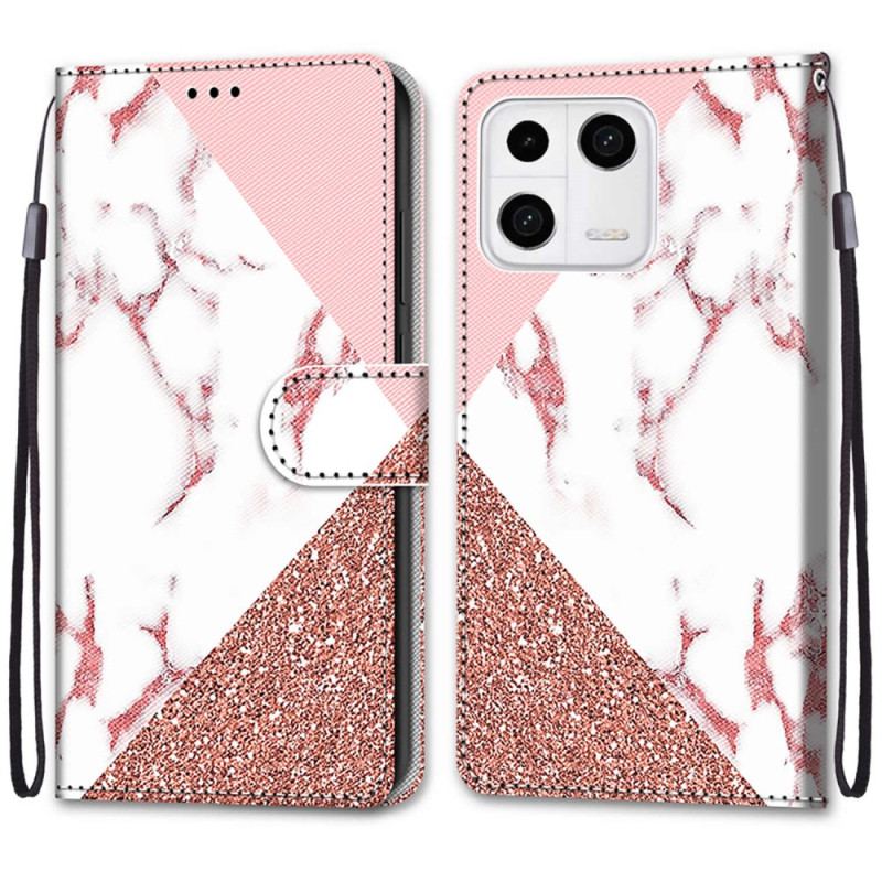 Flip Cover Xiaomi 13 Marmor Og Glitter Trekant