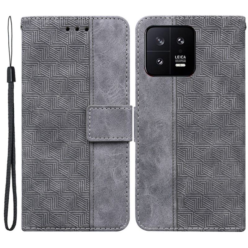 Flip Cover Xiaomi 13 Med Snor Strappy Mønster