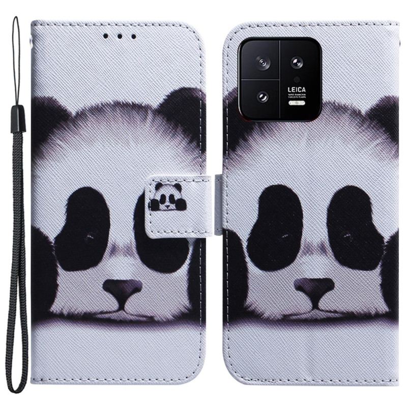 Flip Cover Xiaomi 13 Med Snor Strappy Panda