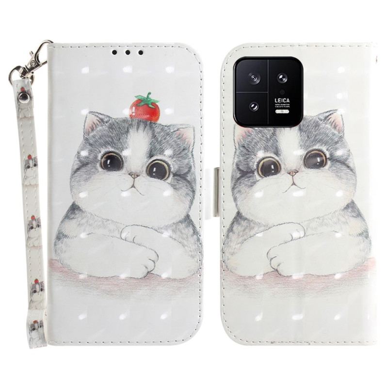 Flip Cover Xiaomi 13 Med Snor Thong Grafisk Kat