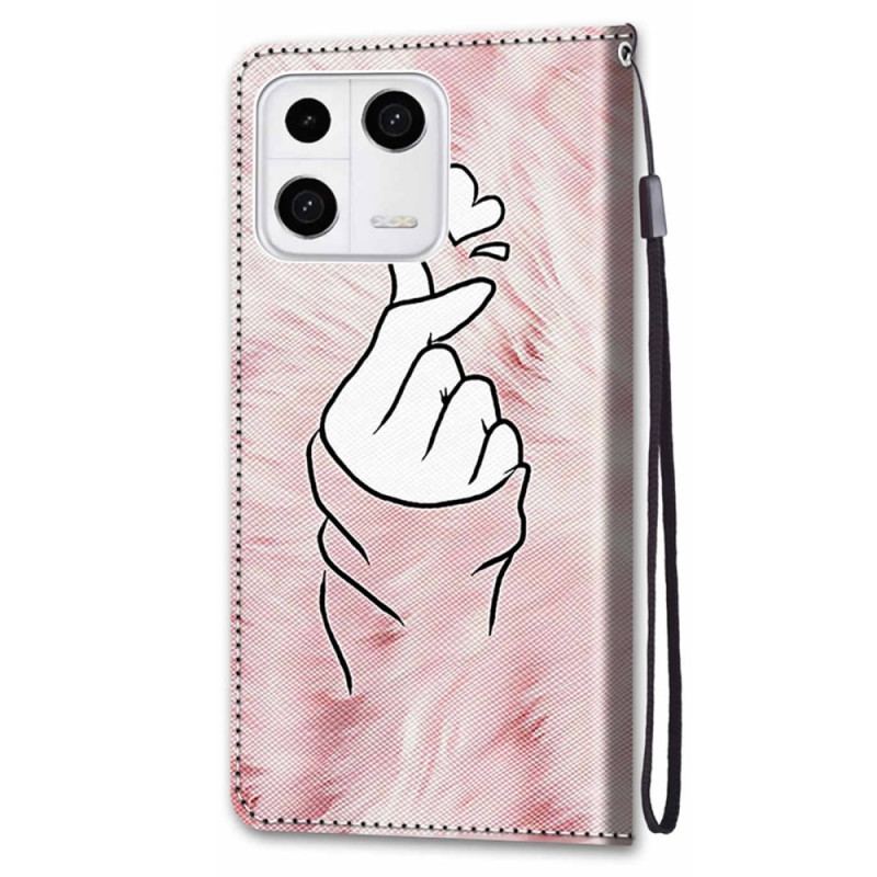 Læder Cover Xiaomi 13 Finger Hjerte