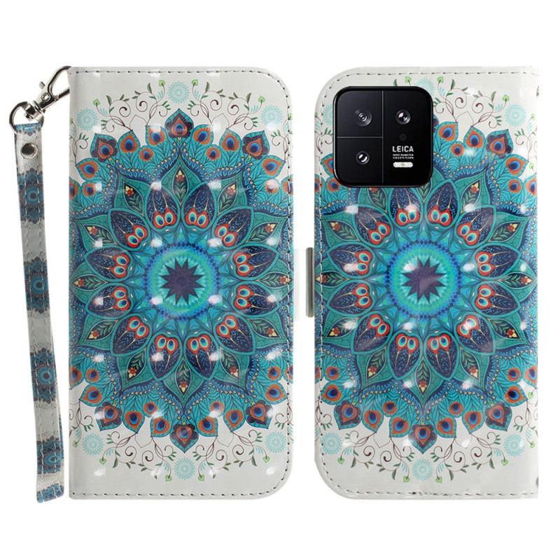 Læder Cover Xiaomi 13 Med Snor Strappy Mandala