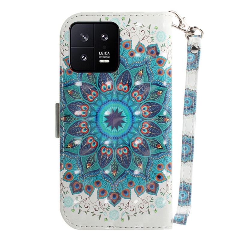 Læder Cover Xiaomi 13 Med Snor Strappy Mandala