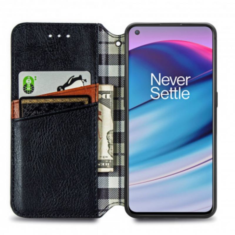 Cover OnePlus Nord CE 5G Flip Cover Diamanttekstur I Lædereffekt