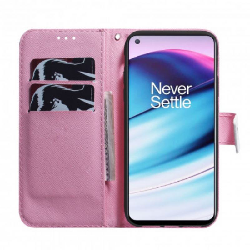 Flip Cover OnePlus Nord CE 5G Blomst Støvet Pink