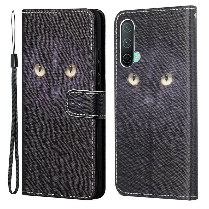 Flip Cover OnePlus Nord CE 5G Med Snor Strappy Black Cat Eyes