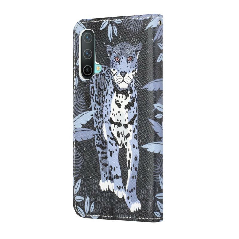 Læder Cover OnePlus Nord CE 5G Med Snor Strappy Leopard