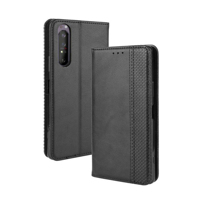 Cover Sony Xperia 5 II Flip Cover Stiliseret Vintage Lædereffekt