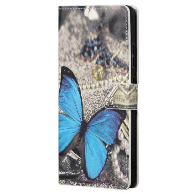 Flip Cover Samsung Galaxy A23 5G Blå Sommerfugl