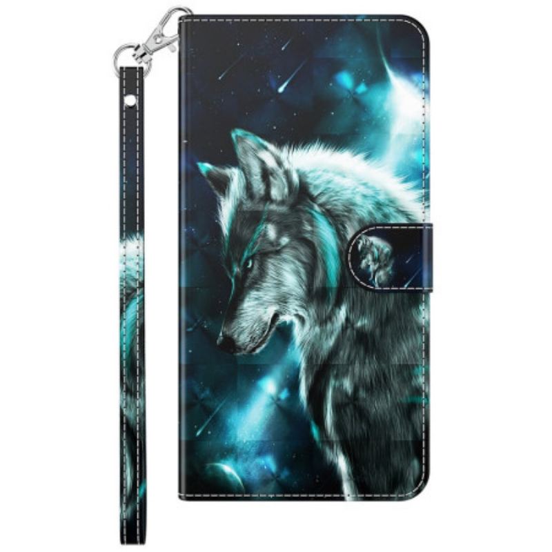 Flip Cover Samsung Galaxy A23 5G Med Snor Lanyard Wolf