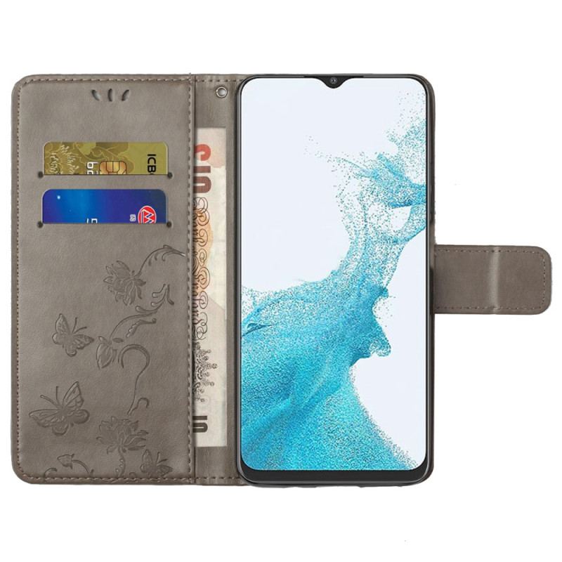 Flip Cover Samsung Galaxy A23 5G Med Snor Smukke Strappy Blomster