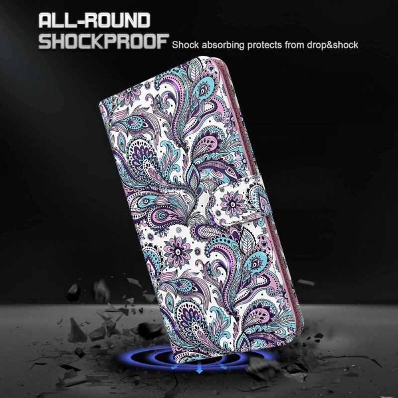 Flip Cover Samsung Galaxy A23 5G Med Snor Strappy Paisley Mønster