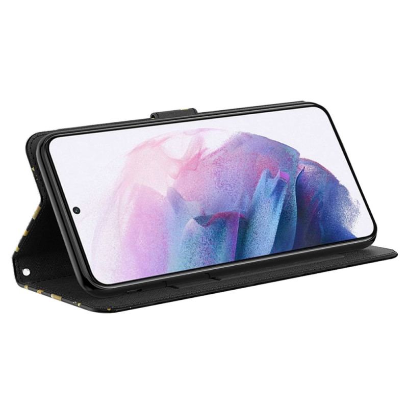 Flip Cover Samsung Galaxy A23 5G Med Snor Thong Sommerfugle