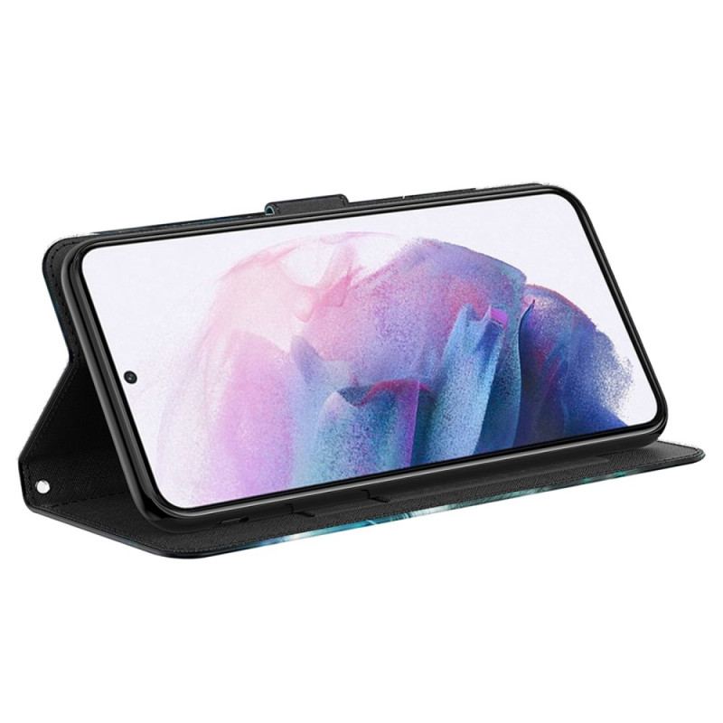 Læder Cover Samsung Galaxy A23 5G Med Snor Strappy Marmor Stil