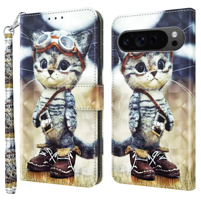 Flip Cover Til Google Pixel 9 Pro Xl Aviator Cat