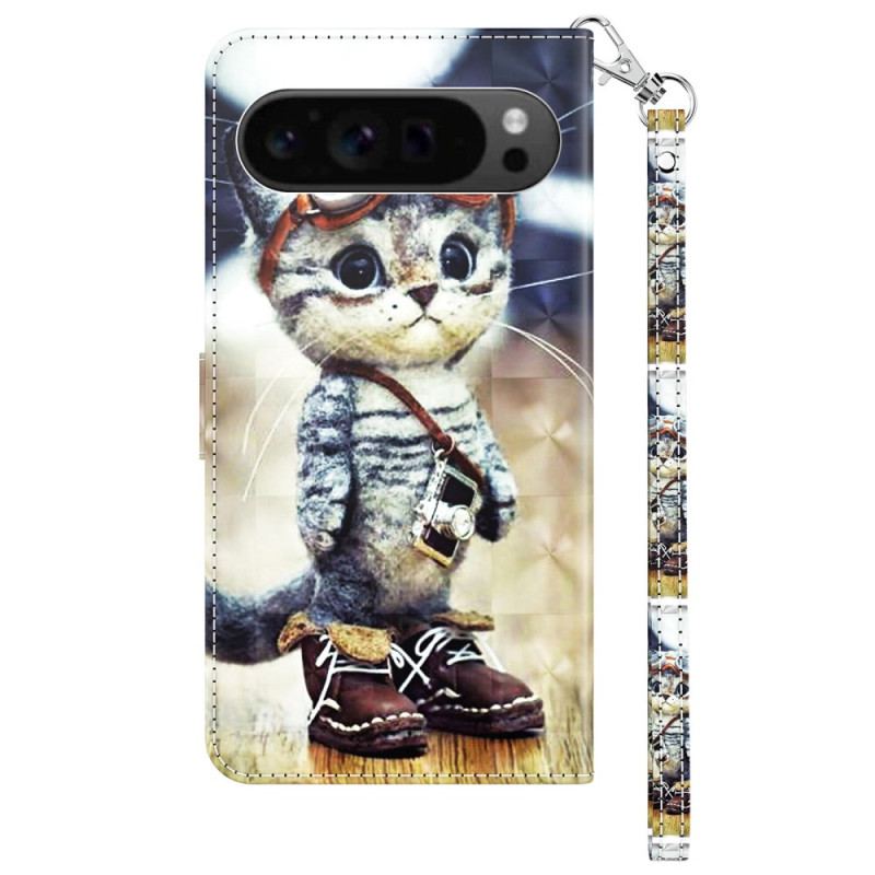 Flip Cover Til Google Pixel 9 Pro Xl Aviator Cat