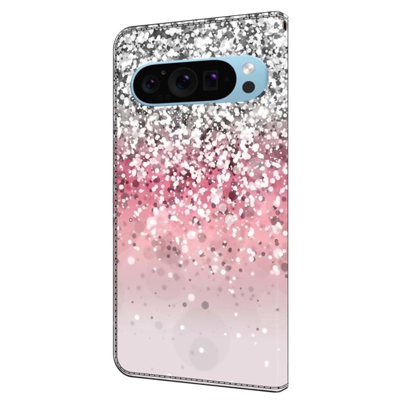 Læder Cover Google Pixel 9 Pro Xl Telefon Etui Gradient Glitter