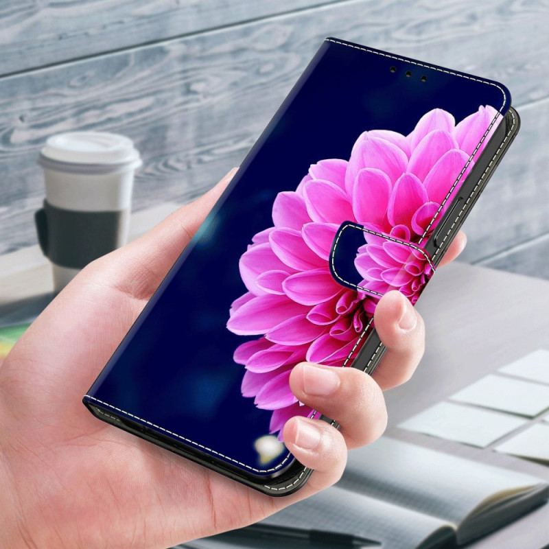 Læder Cover Google Pixel 9 Pro Xl Telefon Etui Lyserød Blomst