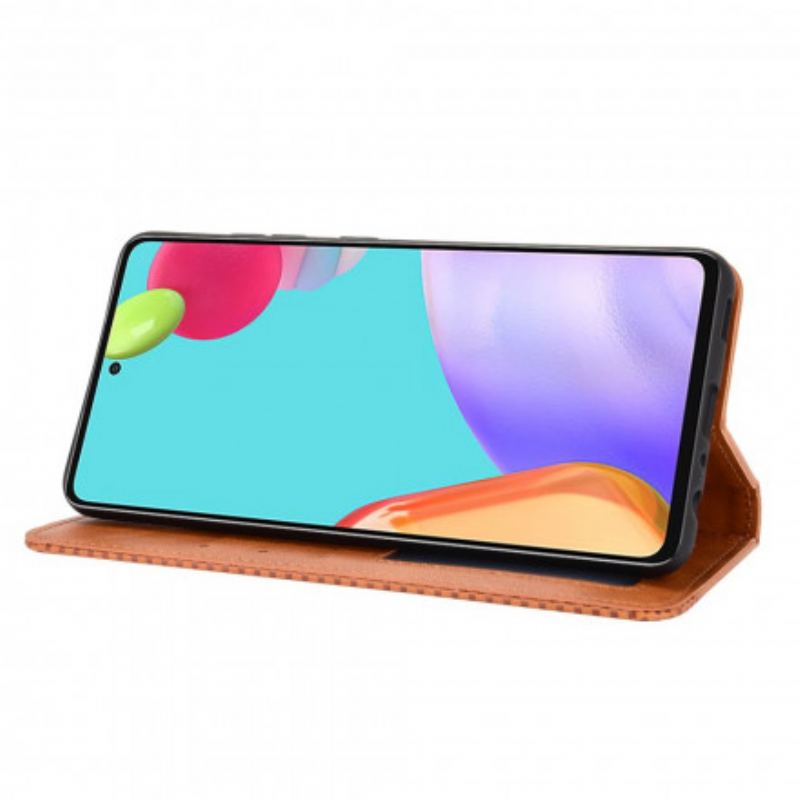 Cover Samsung Galaxy A72 4G / A72 5G Flip Cover Stiliseret Vintage Lædereffekt