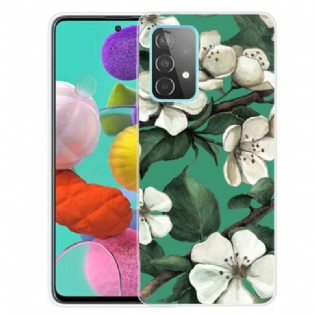 Cover Samsung Galaxy A72 4G / A72 5G Malede Hvide Blomster