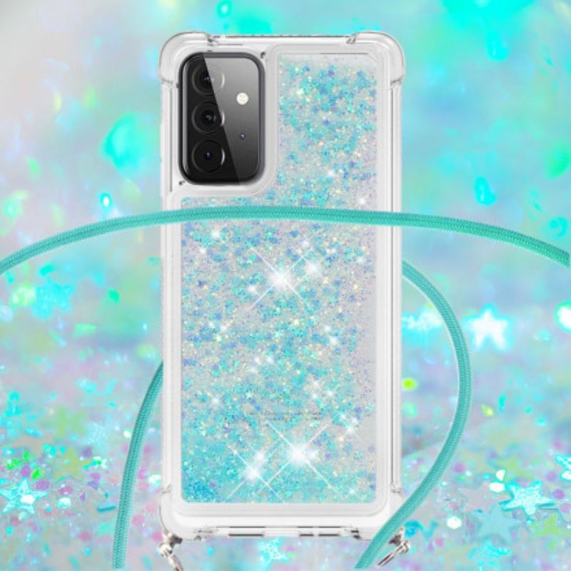 Cover Samsung Galaxy A72 4G / A72 5G Pailletter Med Snøre