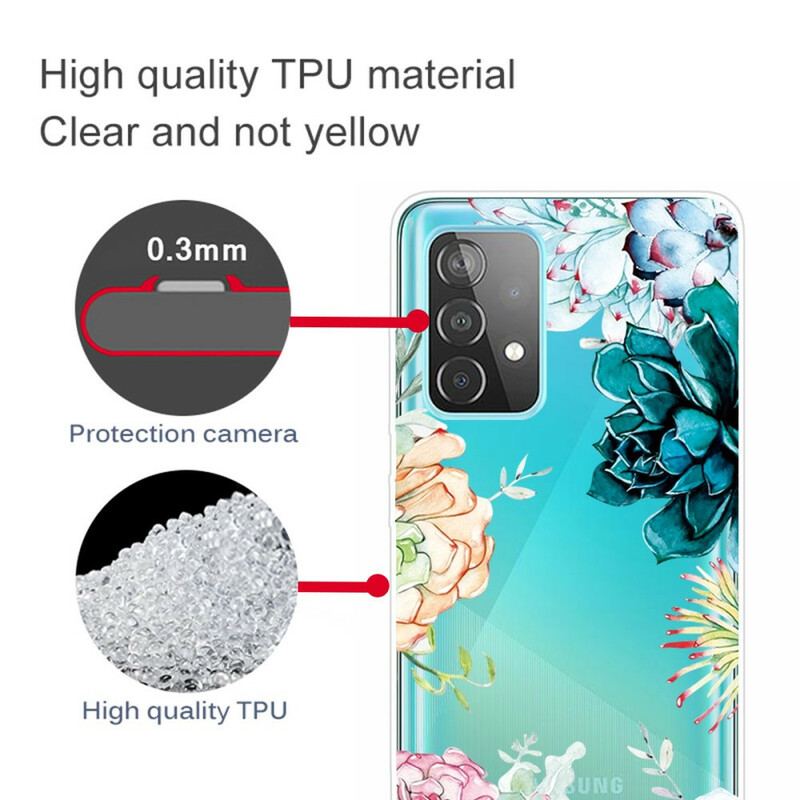 Cover Samsung Galaxy A72 4G / A72 5G Sømløse Akvarelblomster