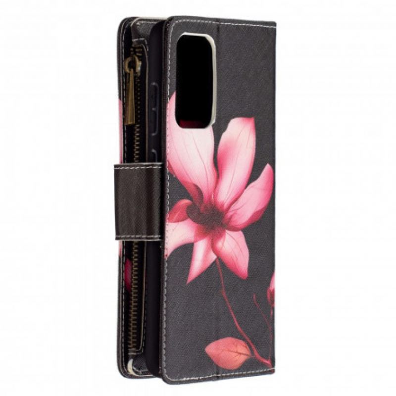 Flip Cover Samsung Galaxy A72 4G / A72 5G Blomsterlomme Med Lynlås