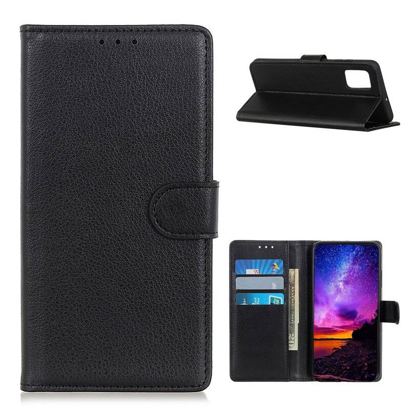 Flip Cover Samsung Galaxy A72 4G / A72 5G Traditionelt Litchi Imiteret Læder