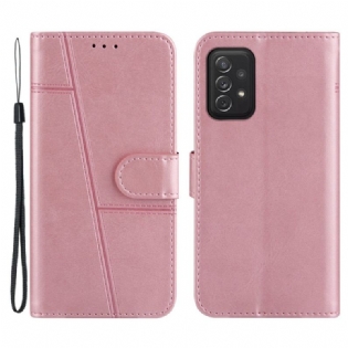 Læder Cover Samsung Galaxy A72 4G / A72 5G Med Snor Strappy Geo Lædereffekt