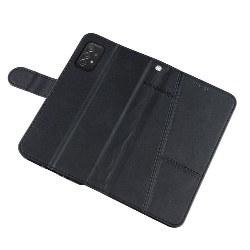 Læder Cover Samsung Galaxy A72 4G / A72 5G Med Snor Strappy Geo Lædereffekt