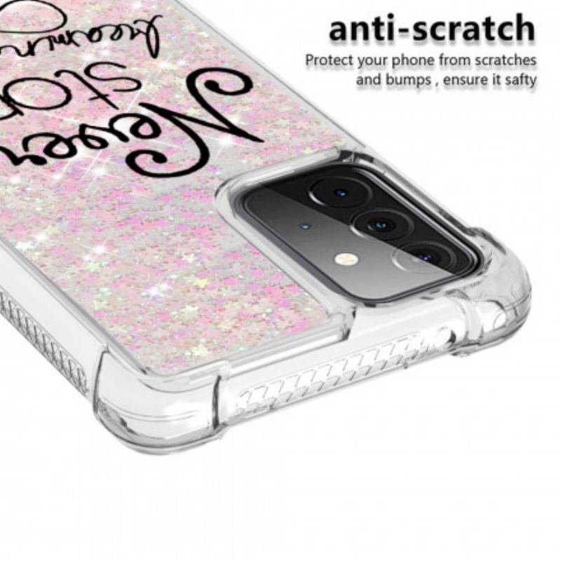 Mobilcover Samsung Galaxy A72 4G / A72 5G Stop Aldrig Med At Drømme Om Glitter