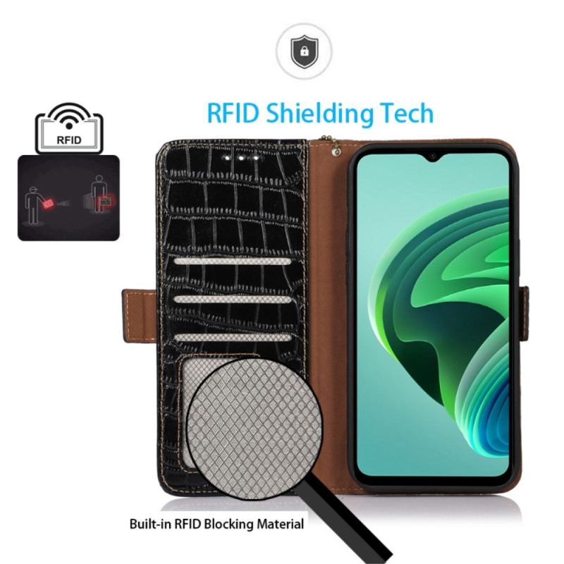 Flip Cover Xiaomi 14 Pro Krokodilletekstur Med Rfid-blokering