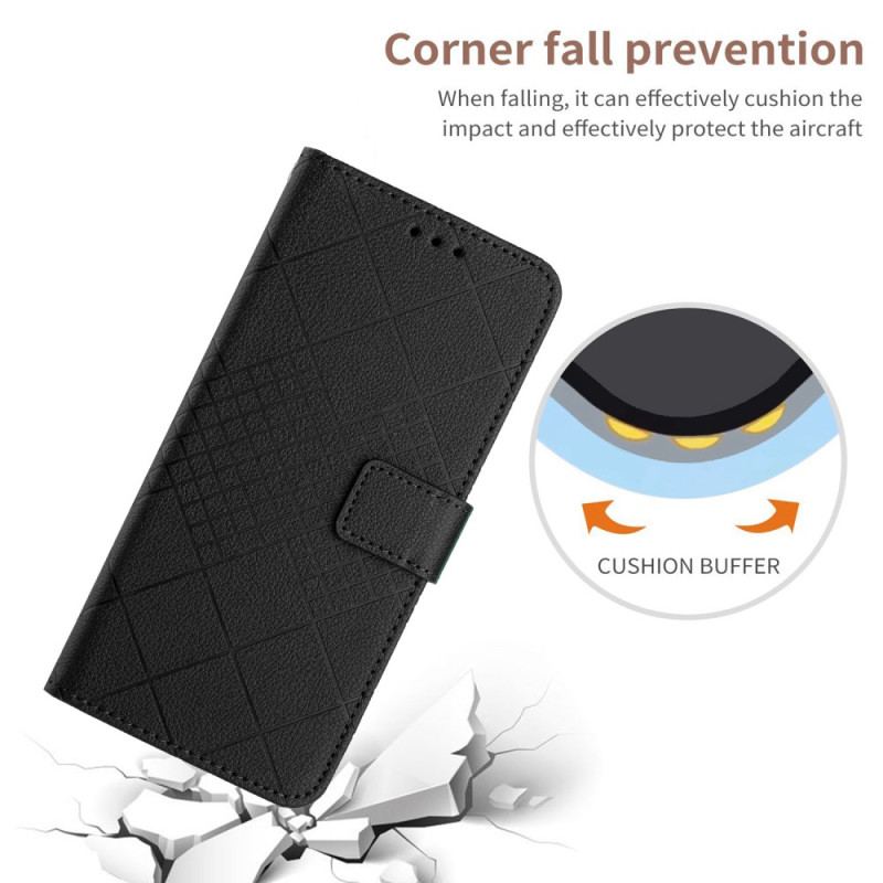 Flip Cover Xiaomi 14 Pro Strappy Diamond Mønster