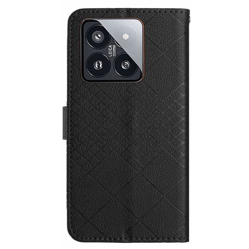 Flip Cover Xiaomi 14 Pro Strappy Diamond Mønster