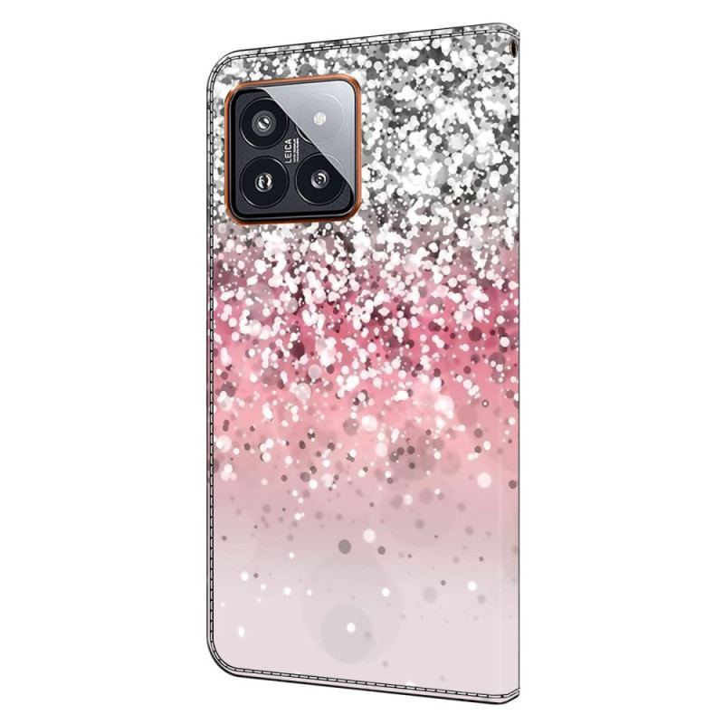 Læder Cover Xiaomi 14 Pro Gradient Glitter