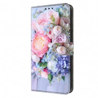 Læder Cover Xiaomi 14 Pro Telefon Etui Farverige Blomster