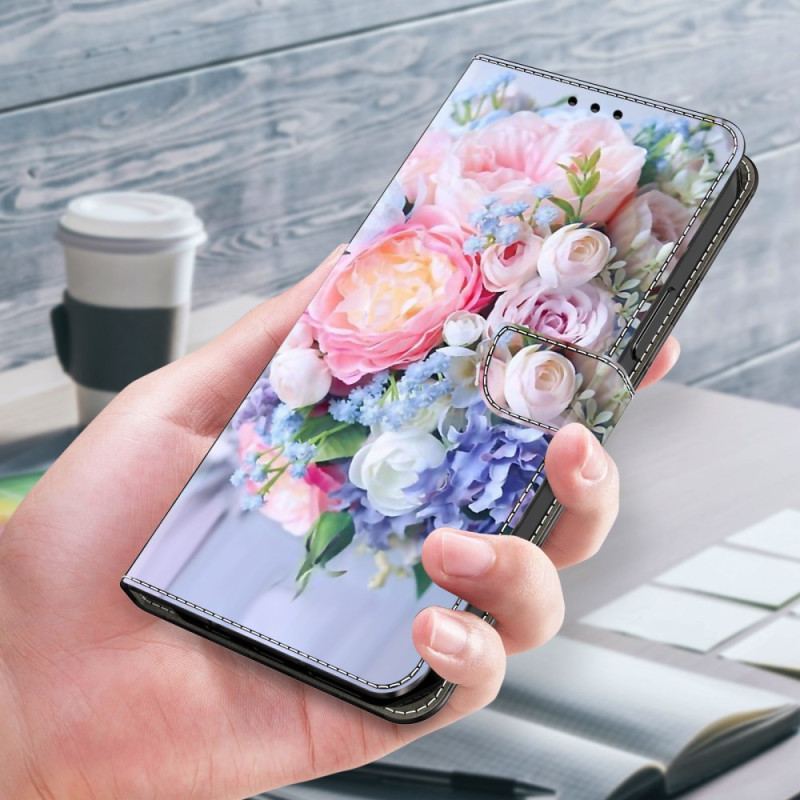 Læder Cover Xiaomi 14 Pro Telefon Etui Farverige Blomster