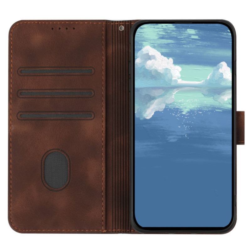 Læder Cover Xiaomi 14 Pro Telefon Etui Strap Design Lines