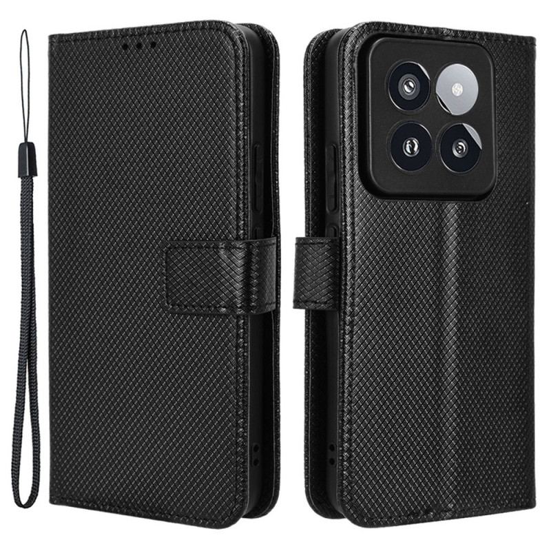 Læder Cover Xiaomi 14 Pro Telefon Etui Stribet Prikket Tekstur